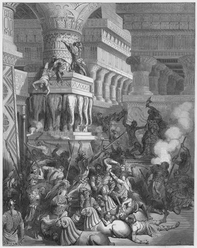 Jonatán destruyendo el Templo de Dagón de Gustave Dore
